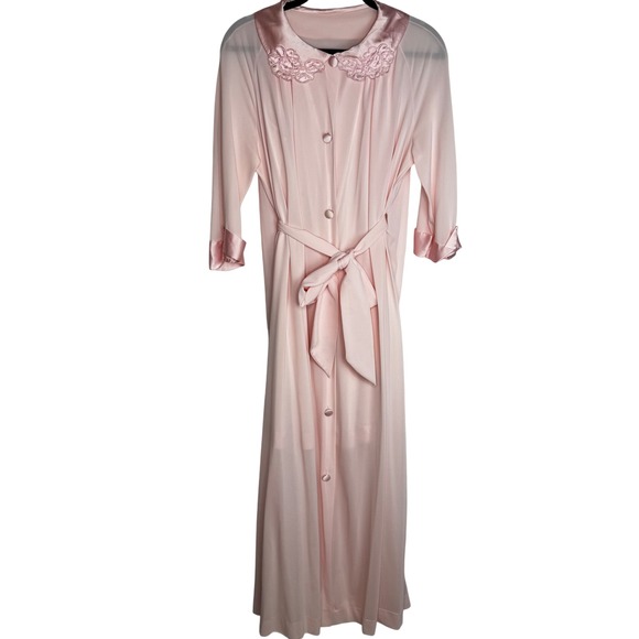 Other - VTG Light Pink Floral Trim Nightgown and Robe Set‎ Lingerie Sleepwear Cozy Soft